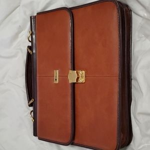 Vintage European Lorenz Slim Brief Case With Shoulder Strap